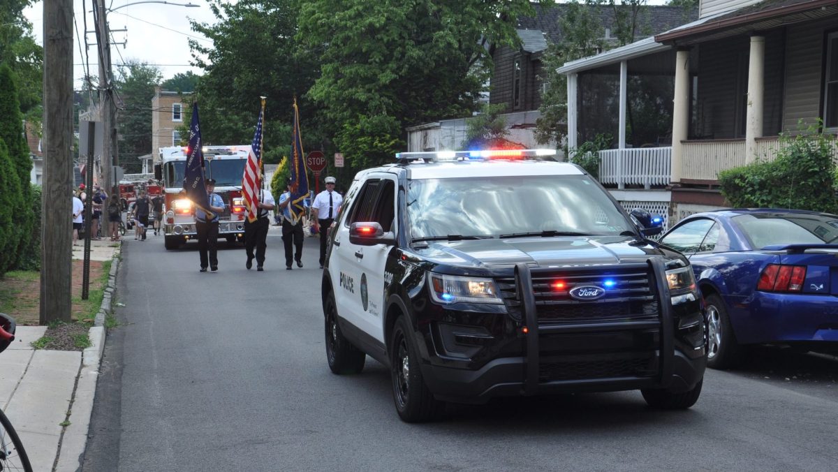 Jenkintown police vehicle leading a fourth of july parade