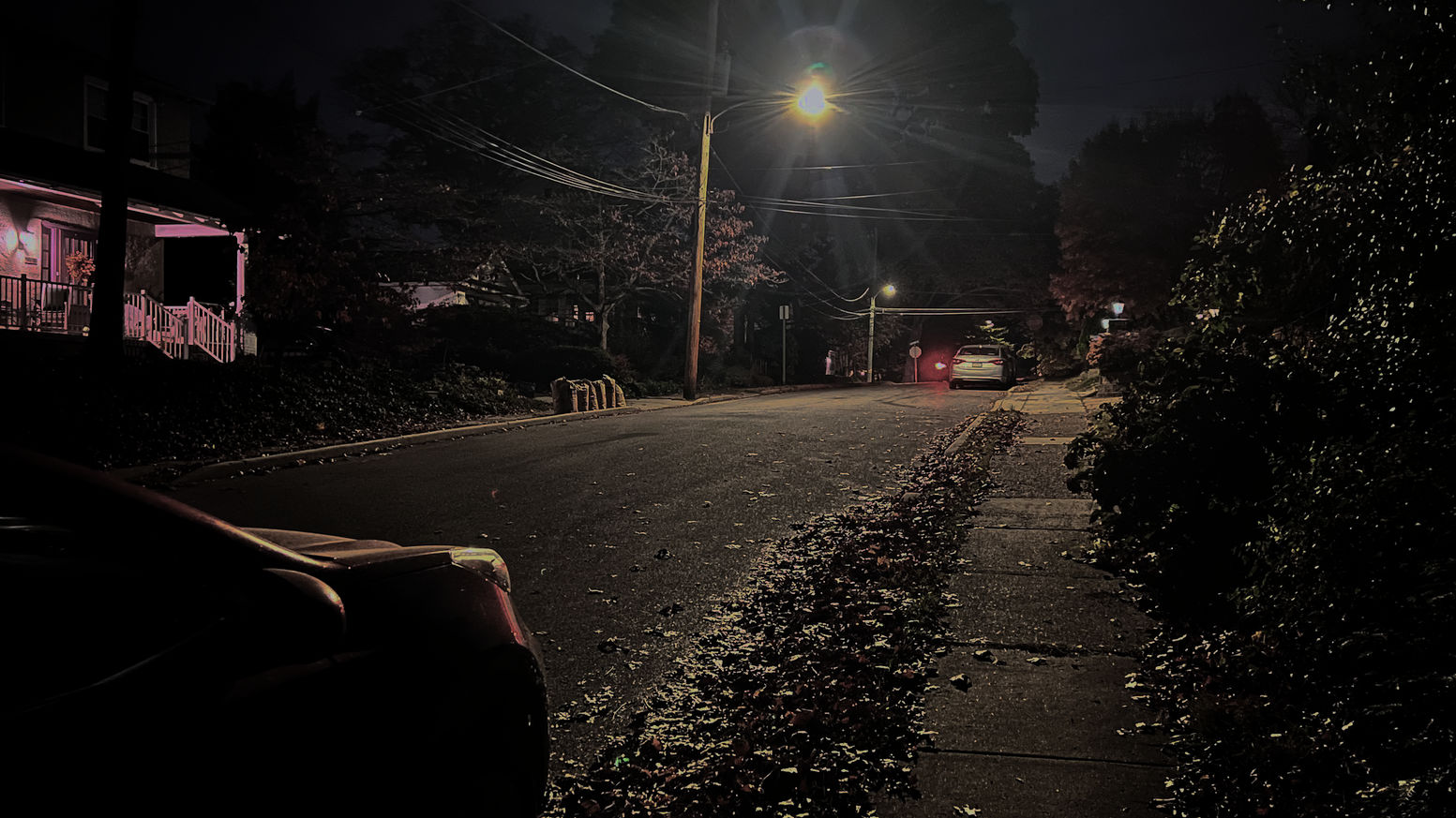 dark street scene somewhere in Jenkintown