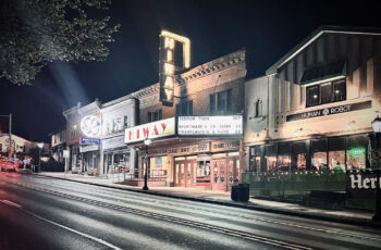 Hiway Theater on Old York Road at night